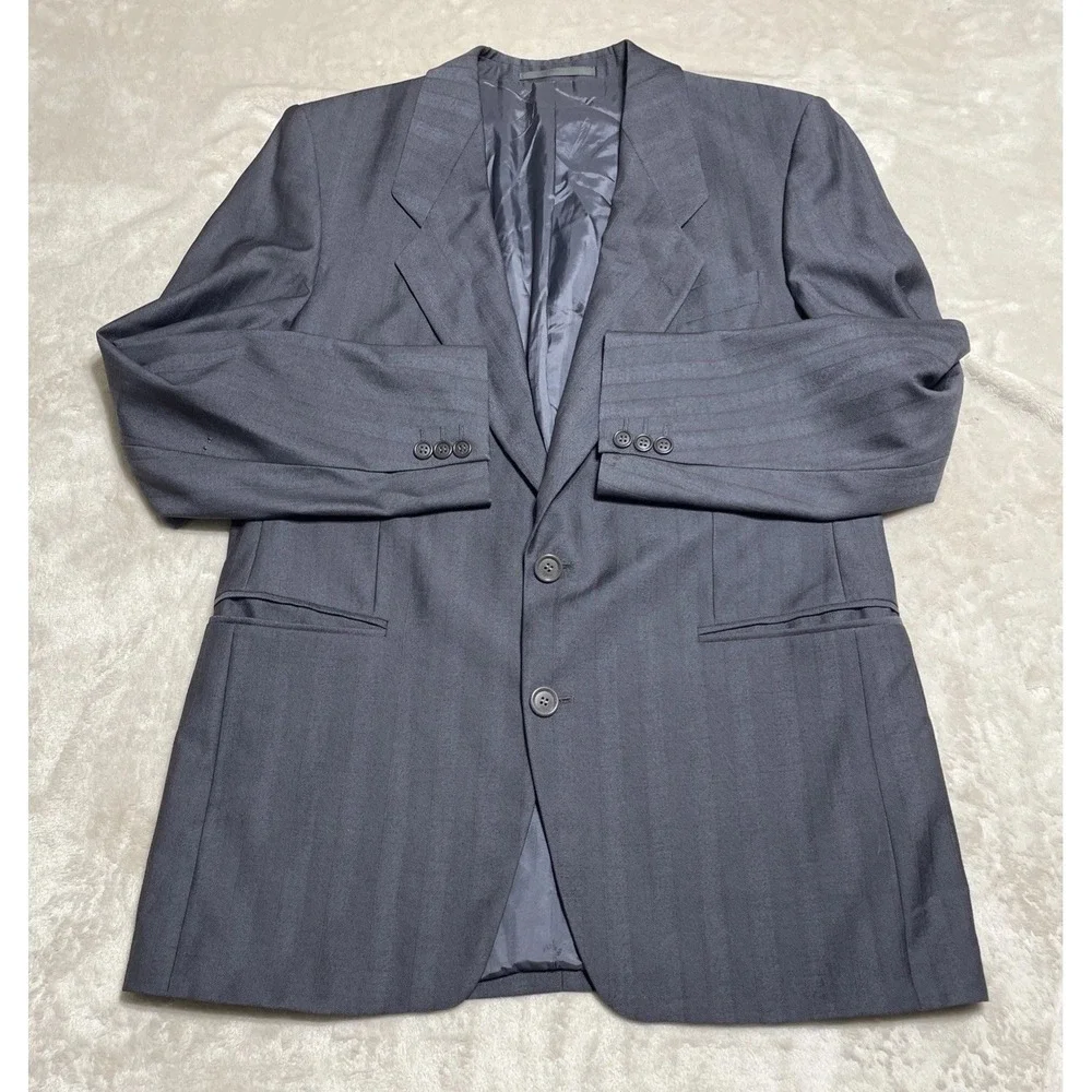Ermenegildo Zegna Wool Suit Jacket Mens Size 42 German 25 Gray Pinstripe VTG 80s
